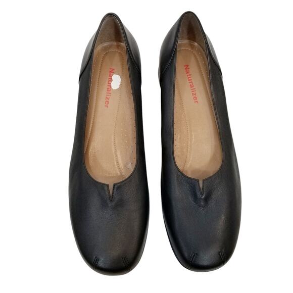 Naturalizer Women's Low Wedge Heel Black Leather Flats Size 9 - Picture 2 of 8